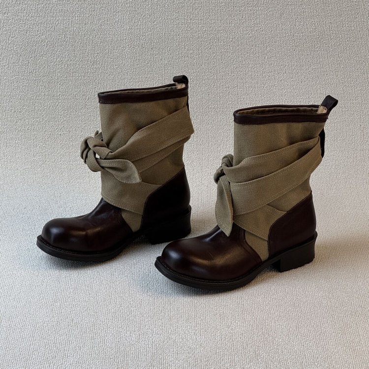 Faux Leather Low-Top Boots