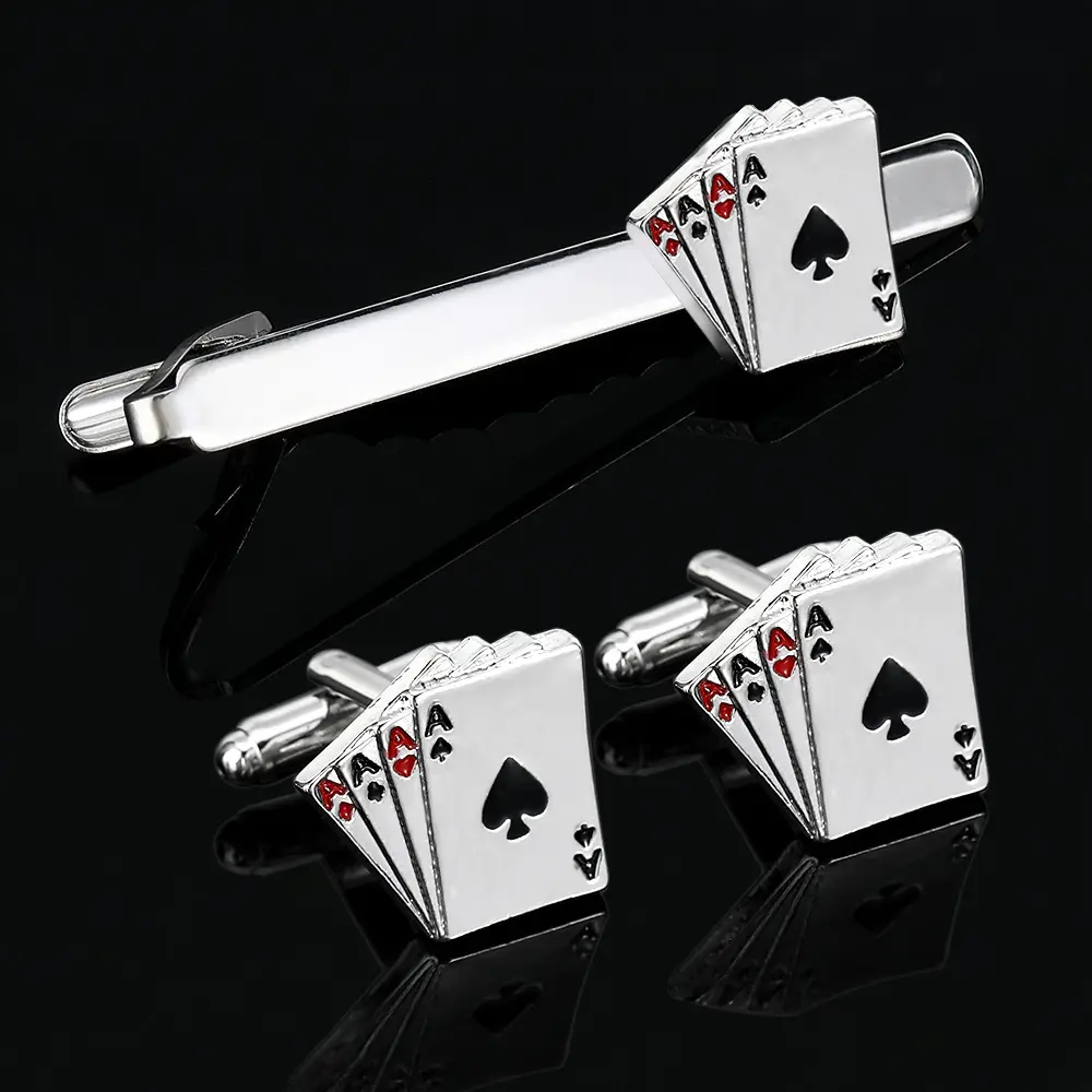 Poker Cufflinks Business Shirt Tie Clip