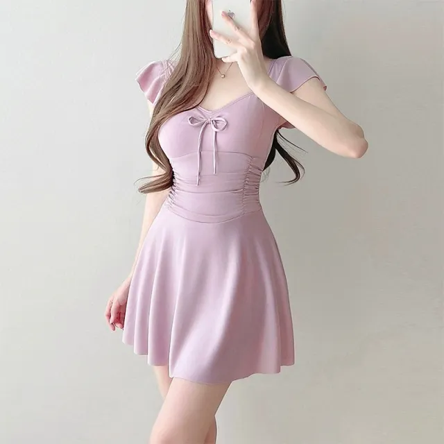 High Grade One piece Hot Spring Skirt Swimsuit Pink - Shop at LoveMi
