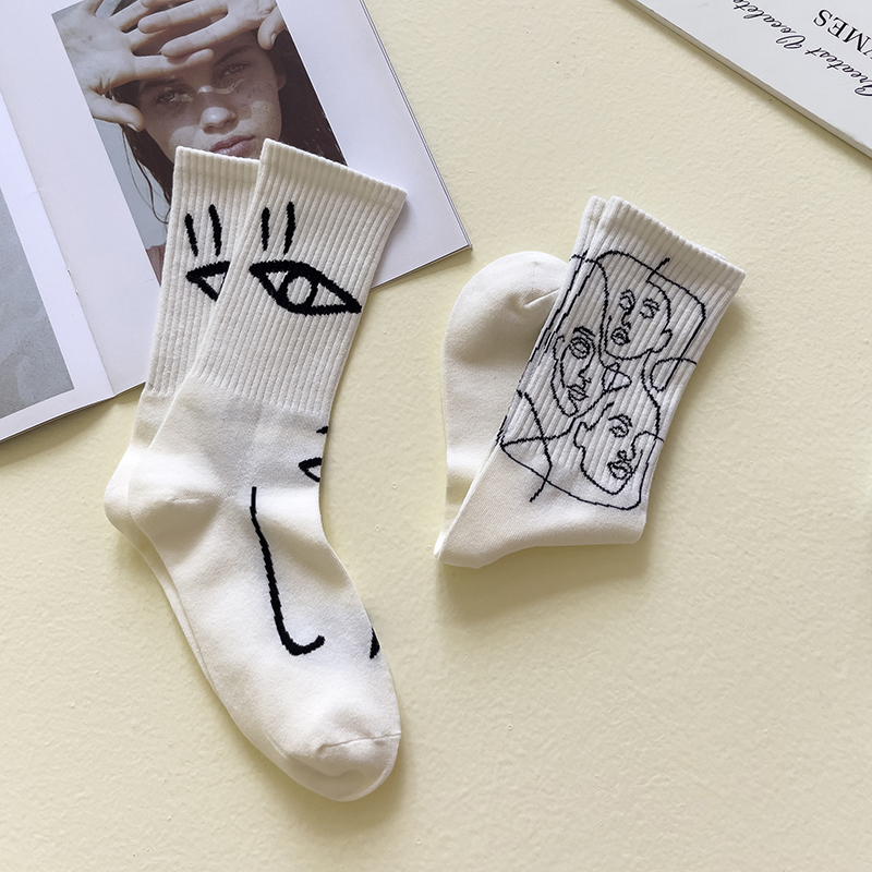 Title 6, Boneless Suture Abstract Lines Tube Socks