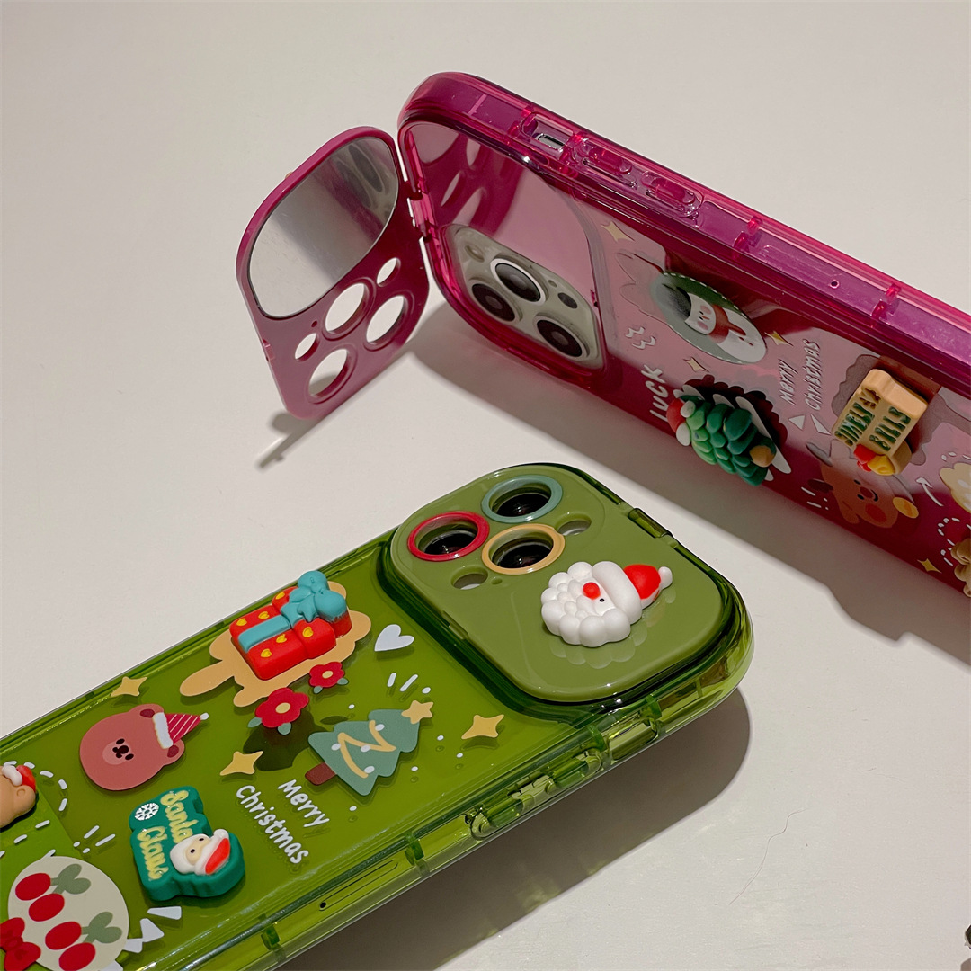 Three-dimensional Cartoon Christmas Reindeer Contact Lens Phone Case