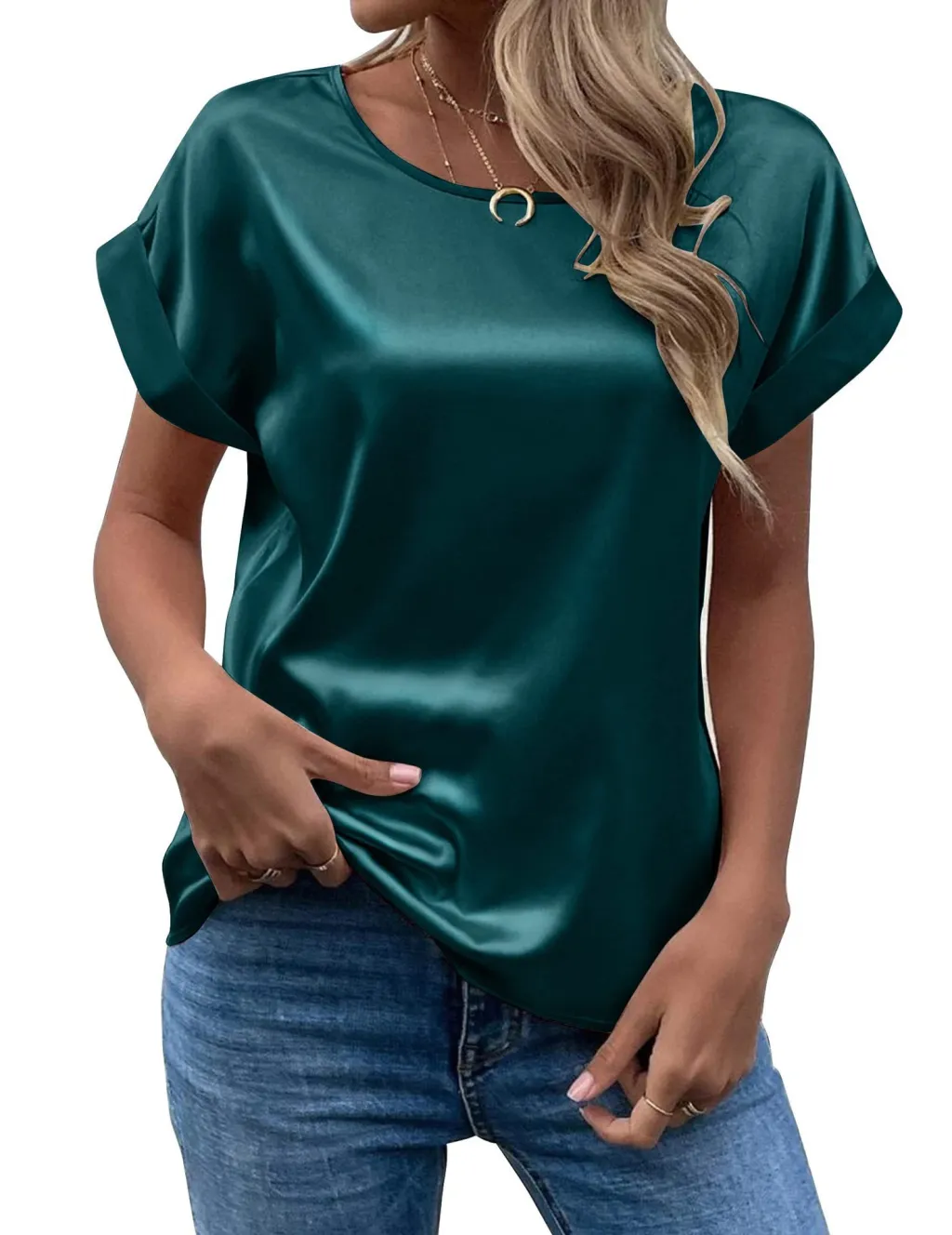 Solid Colour Fashion Personalised Women's T-shirt - Dark Green