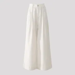 Women's American-style Retro Wide Leg Jeans - White Lengthened - View 1