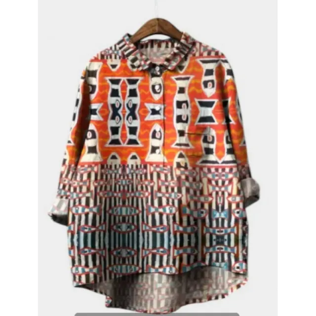 Women's Summer Loose Casual Graffiti Printing Long Sleeve Shirt Style45 - Shop at LoveMi