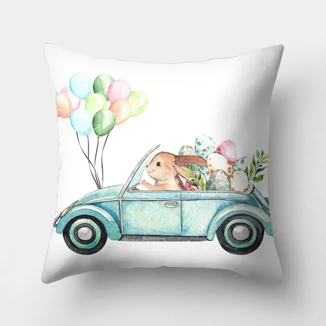 Easter Bunny Watercolor Garland Peach Skin Fabric Home Decoration Pillow Cover Fh0012 - Shop at LoveMi