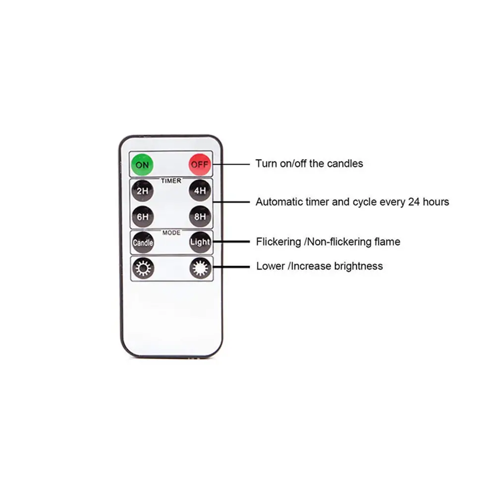 Black Shell Remote Control Long Brush Holder Candle Electric Candle Lamp