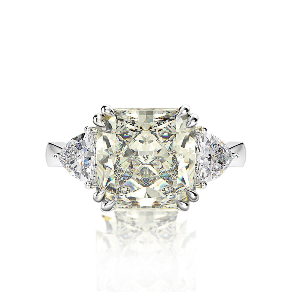 925 Sterling Silver 10mm Square Ice Flower Cut 5 Karat High Carbon Diamond