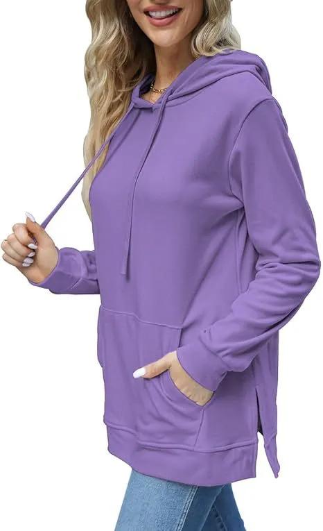 Casual Long Sleeve Sweatshirt Top With Pockets Purple - Shop at LoveMi