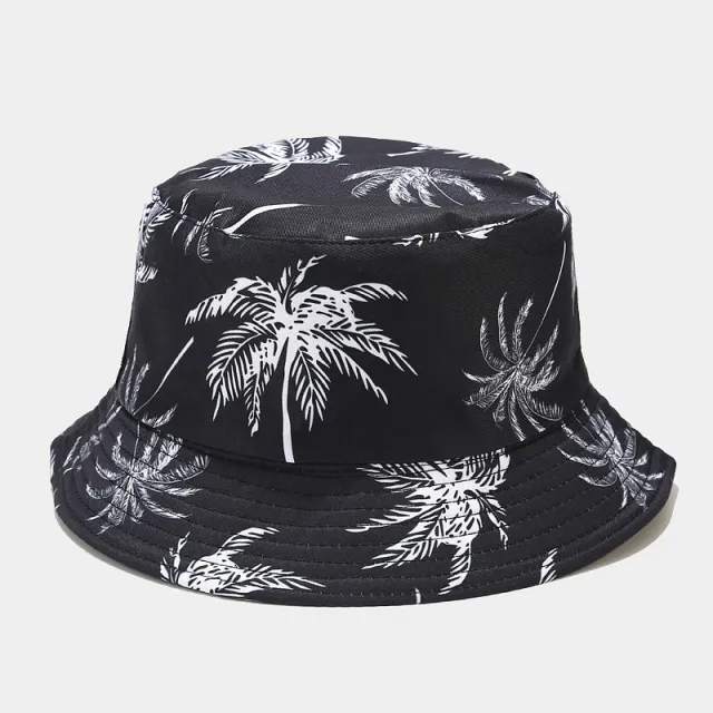 Outdoor Sunshade Beach Coconut Tree Printing Bucket Hat Black White Coconut Tree - Shop at LoveMi