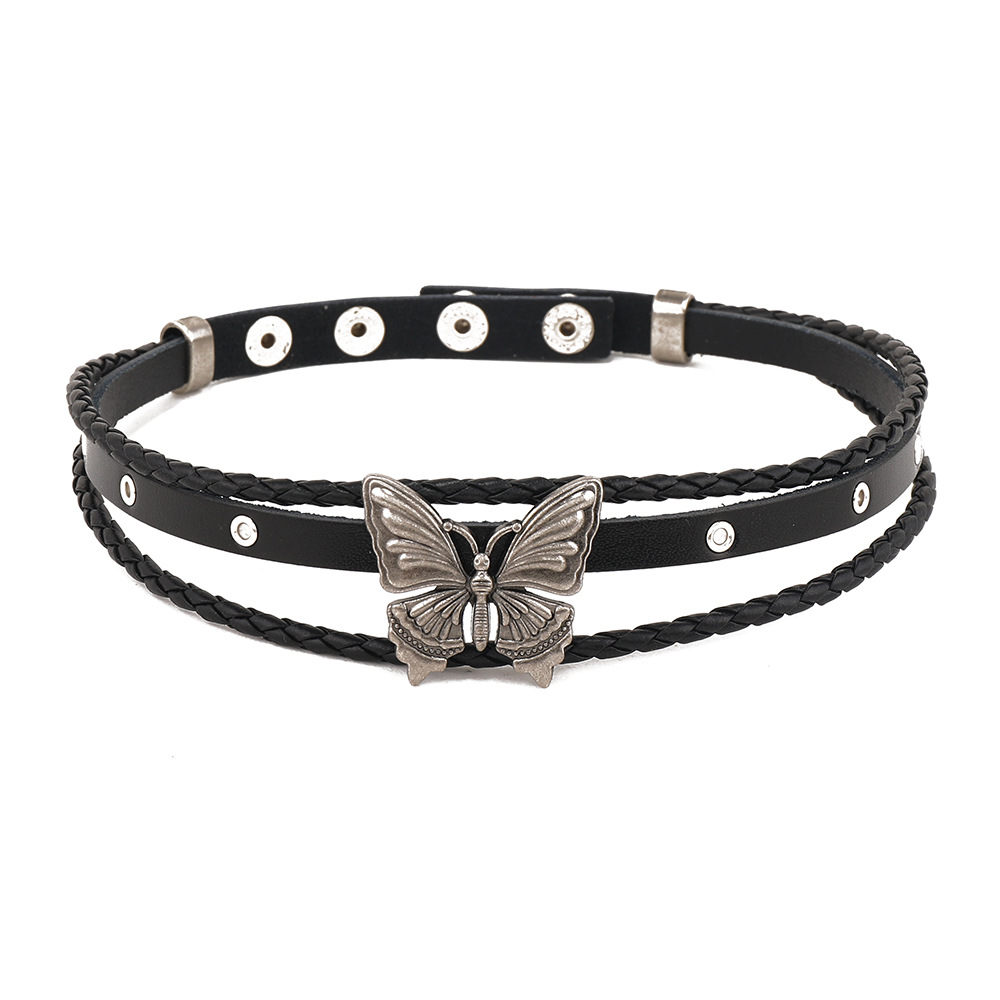 Ins New Dark Style Punk Butterfly Leather Bracelet