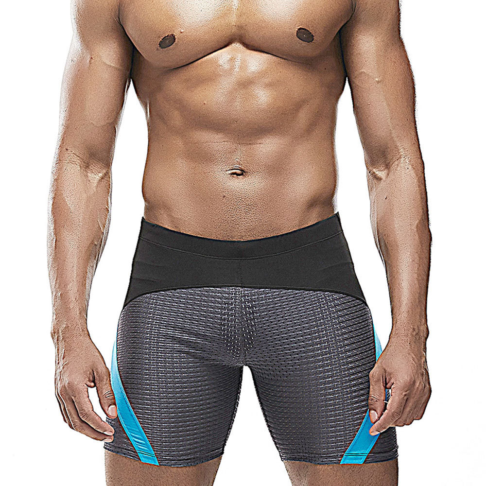 Men's Nylon Mesh Professional Color Matching Swimming Trunks