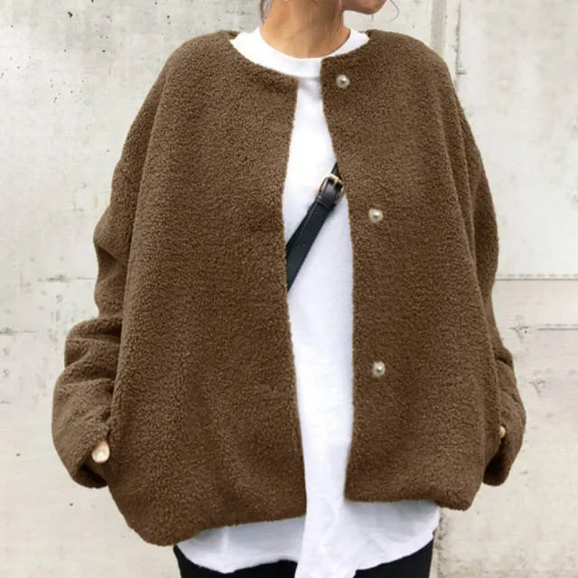 Women's Short Lamb Wool Coat Brown - Shop at LoveMi