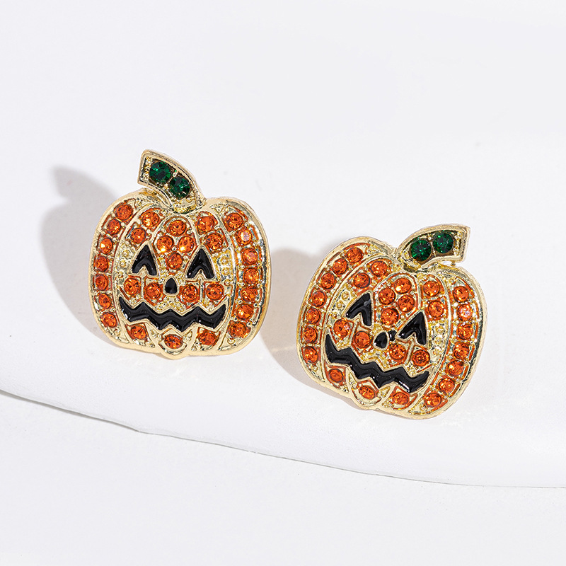 Halloween Oil Dripping Monster Diamond Stud Earrings For Women