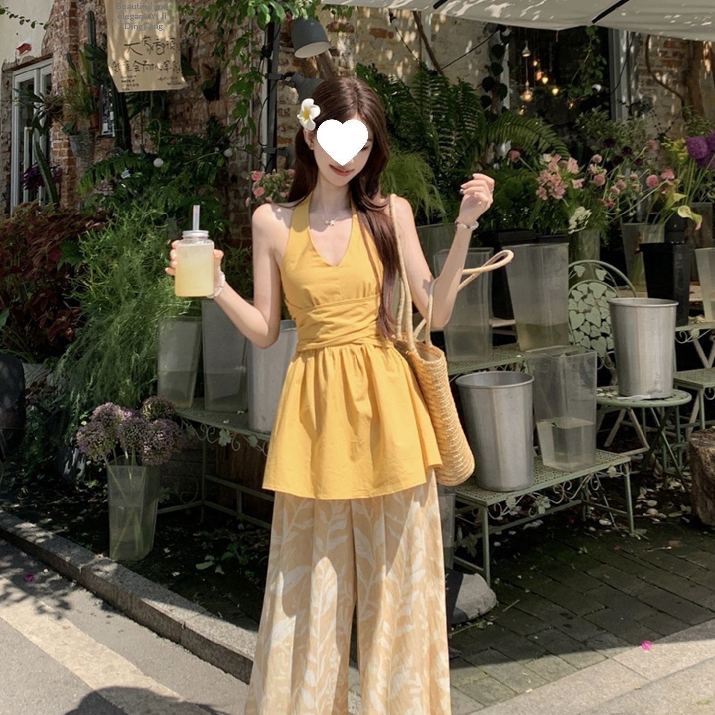 Halter-Neck Top and Wide-Leg Trousers Set, picture 7 of 8