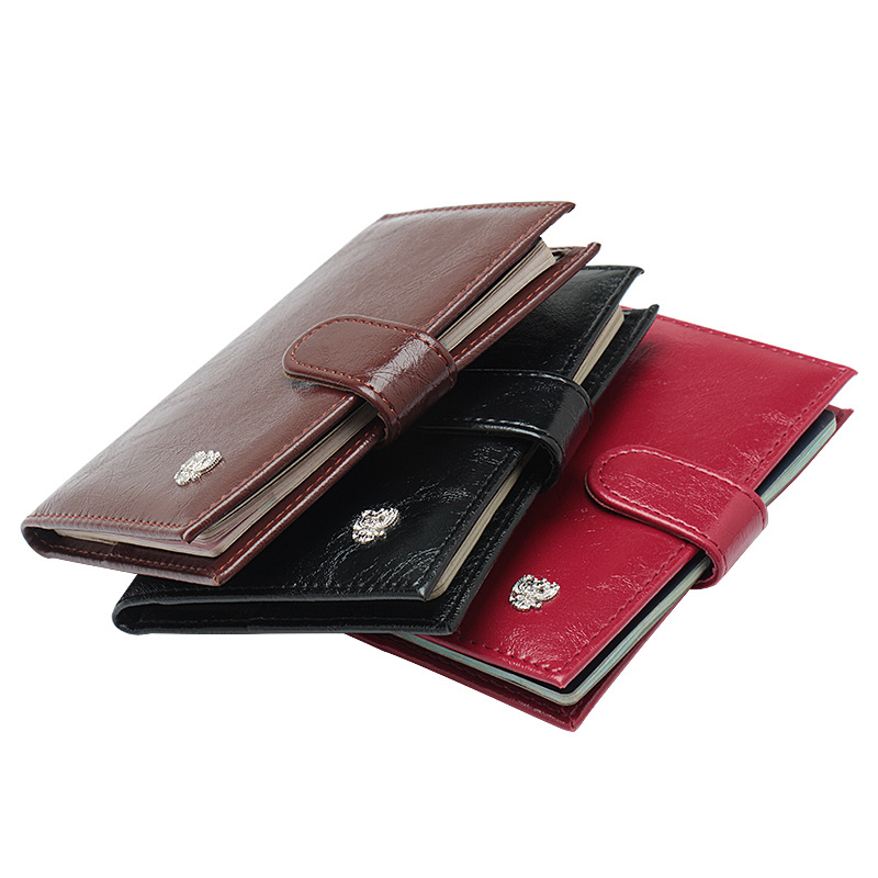 Oil Wax Leather Pattern Hardware Double-headed Passport Case