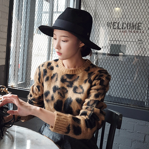 Leopard Print Sweater Women's Fashion Loose Sweater Leopard - Shop at LoveMi