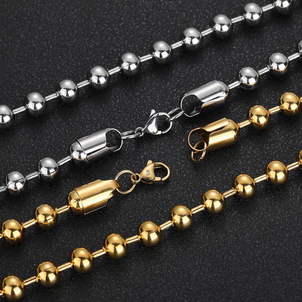 8mm Stainless Steel Glass Bead Chain Ball Bead Chain Titanium Steel Necklace Bracelet