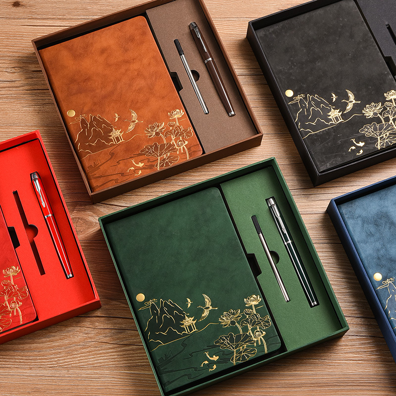Vintage Chinese Style Business Office Stationery A5 Notebook Gift Box Set - Image 1