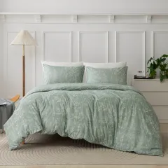 Printed Green Hand-painted Plant And Floral Duvet Cover Three-piece Set - Ar Single Duvet Cover 160Cm - View 1