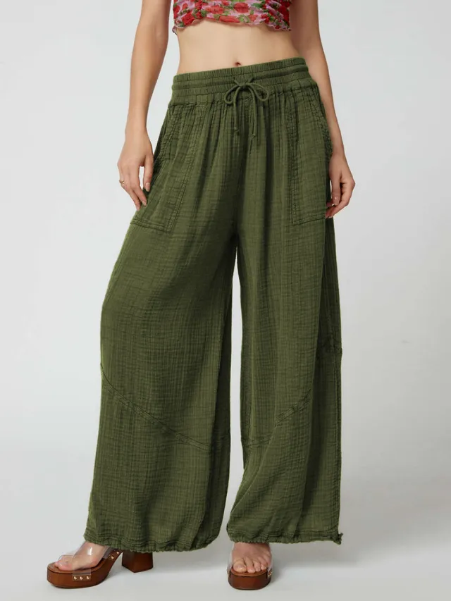 European And American Women's Clothing Versatile Sports Wide leg Pants Gkbh002 Army Green - Shop at LoveMi