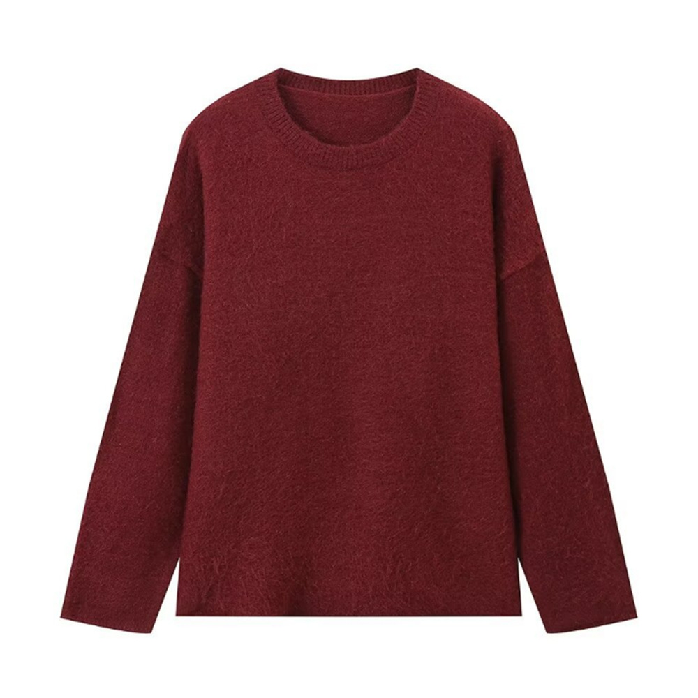 Loose-fitting Solid-color Casual Warm Sweater