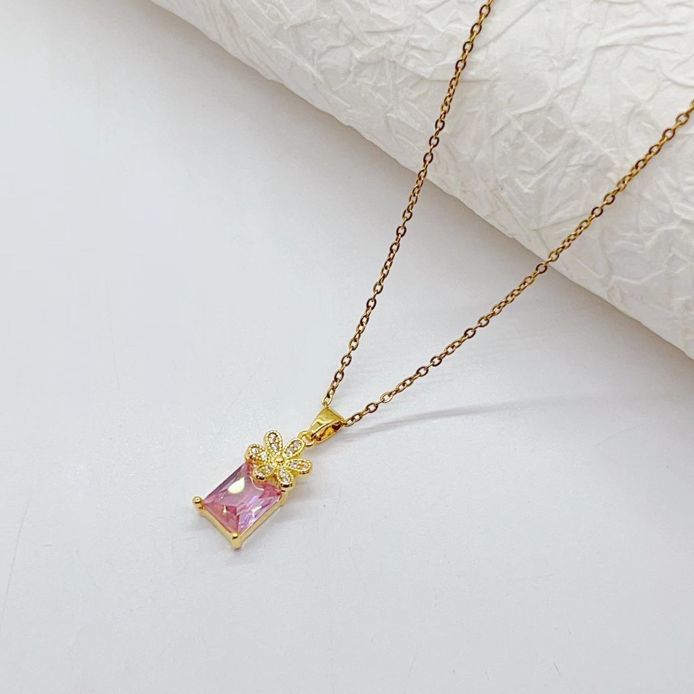 Copper Plated Real Gold Rectangular Necklace Suit