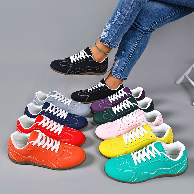 Womens Large-size Round-toe Lace-up Fashionable Casual Shoes