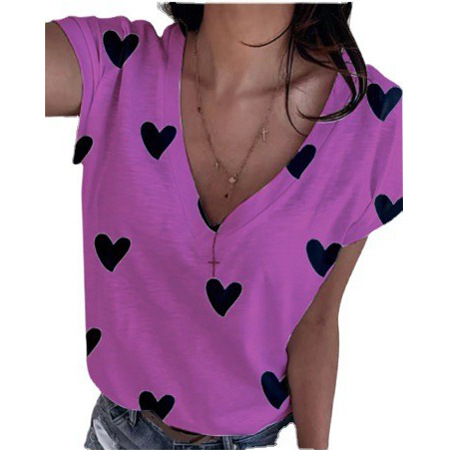 Women's Digital Heart Printing T-shirt Top
