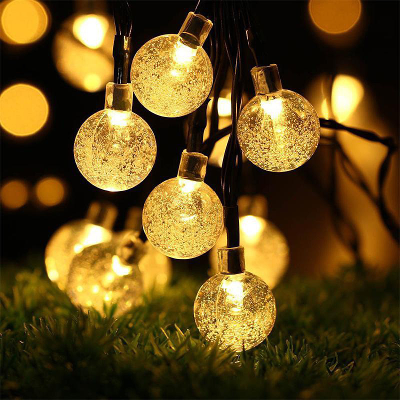 Solar-powered Bubble Ball String Lights Outdoor Water-drop Shaped