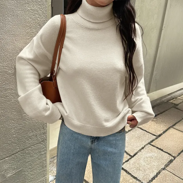 Y2g Turtleneck Woolen Long sleeved Sweater For Women White - Shop at LoveMi