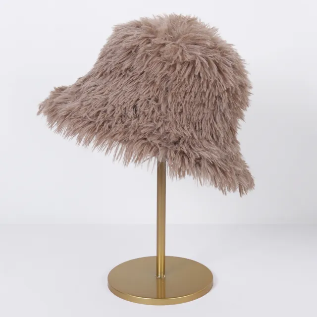 Autumn And Winter Dopamine Long Hair Bucket Hat Warm Ear Protection Camel - Shop at LoveMi