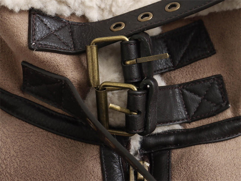 Women's Loose Long Sleeve Lamb Wool Splicing Coat