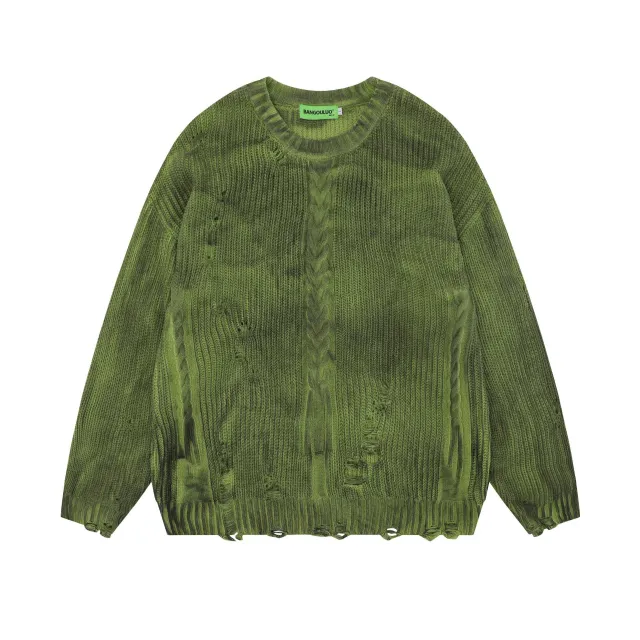 Men's And Women's Same Maychao Round Neck Knitted Sweater Green - Shop at LoveMi