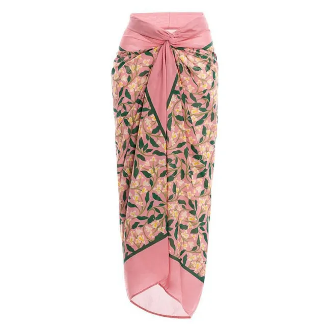 Push Up Three piece High Waist Split Swimsuit Suit Mesh Long Dress Pink Apron - Shop at LoveMi