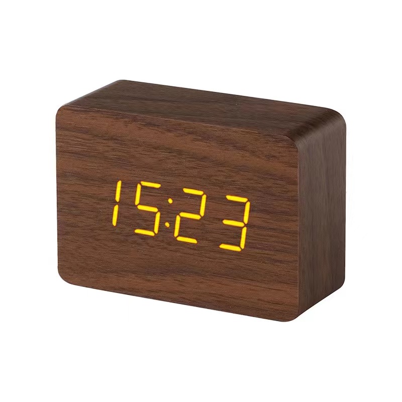 Sleek Mini LED Rectangular Wooden Digital Clock