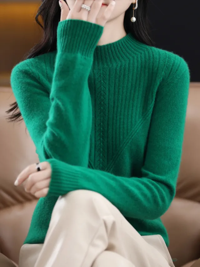 Fall And Winter Outer Wear Lazy And Versatile Knitted Bottoming Sweater Emerald - Shop at LoveMi