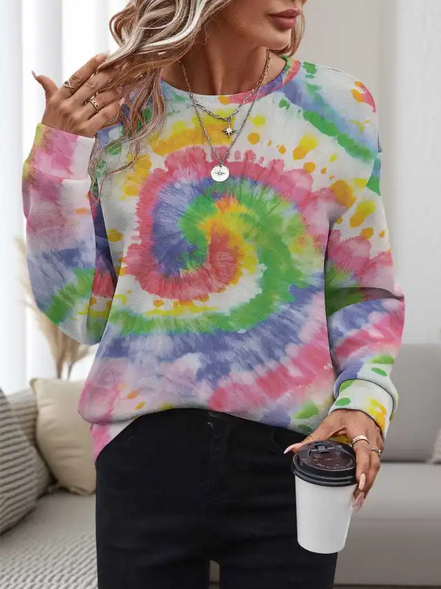 Women's 3D Printed Round Neck Pullover Leisure Loose Sweater Wa32Jl050717Y610 - Shop at LoveMi