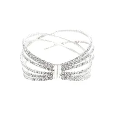 Retro Cross Wristband Bracelet - Silver - View 1
