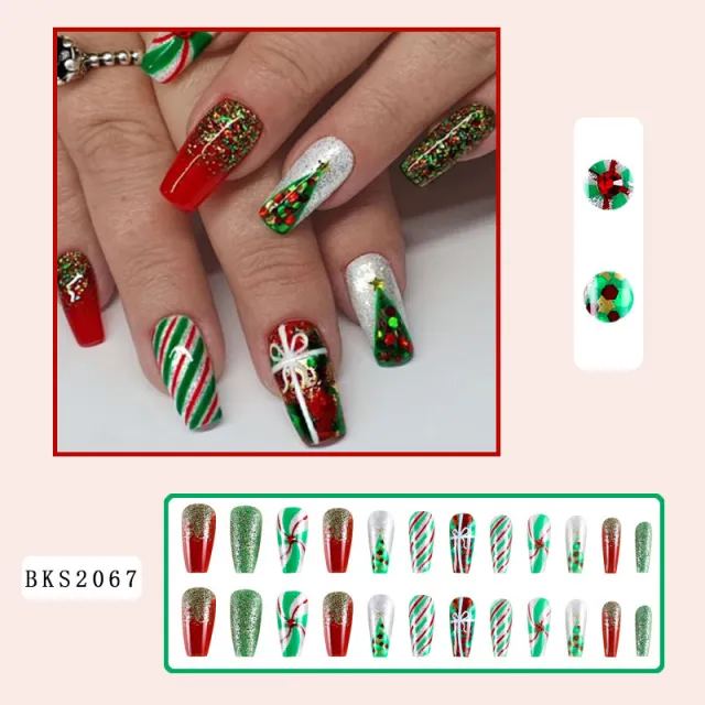 Women's Fashion Christmas Nail Tip Finished Product Christmas Fake Nails - Shop at LoveMi