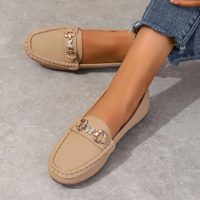 New Spring And Autumn Flat Bottom Slip on Versatile Soft Bottom Comfortable Shallow Mouth Pumps Khaki - Shop at LoveMi