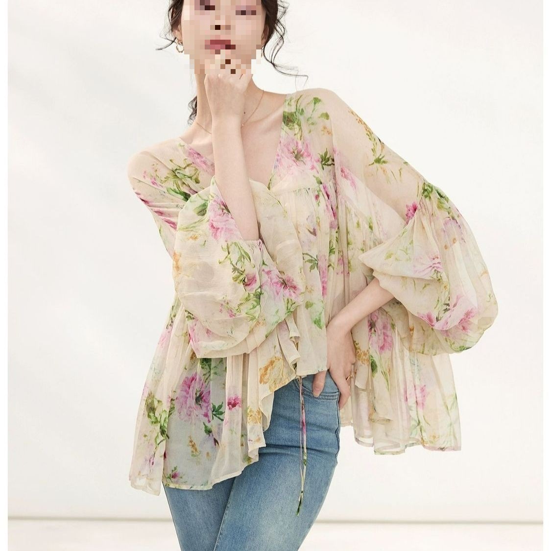 Lightweight Luxe French-Style Printed Sun-Protective Shirt - Image 1