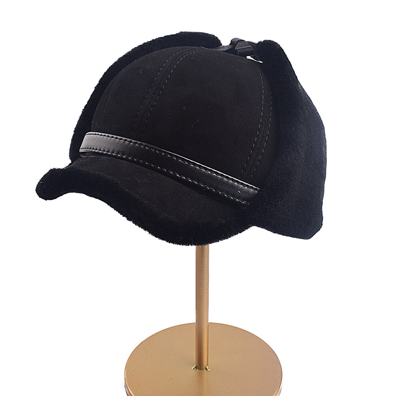 Mens And Womens Winter Sheepskin Wool Hat For Seniors And Middle-aged Adults