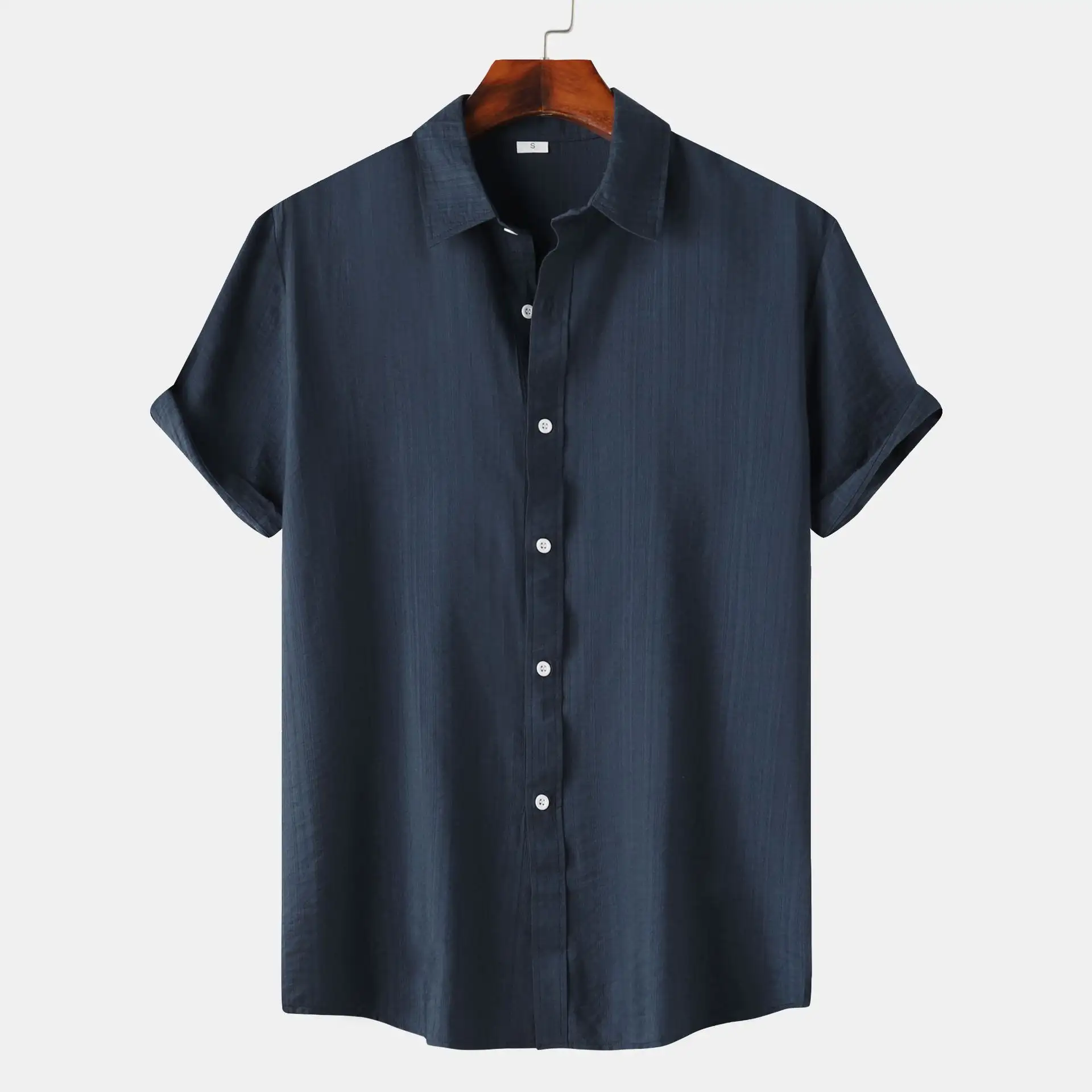 Teenagers Solid Color Short-sleeved Lapel Shirt Top