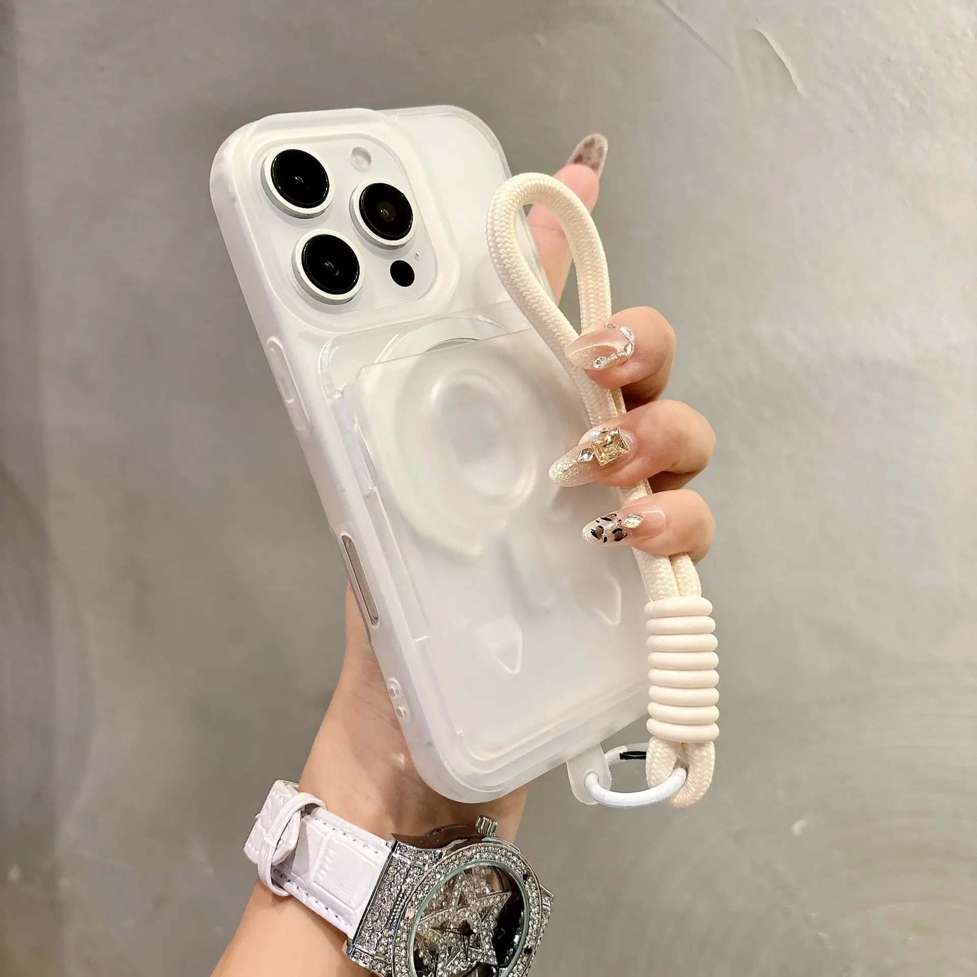 Sleek Light-luxury Magnetic Card-slot Phone Case In Skin Tone