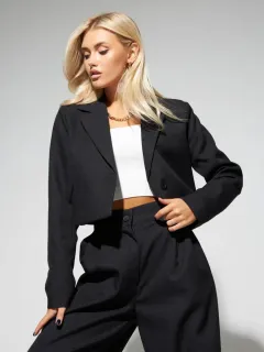 Fashion Casual Short Small Suit Slim Suit Women's Suit - Black - View 1