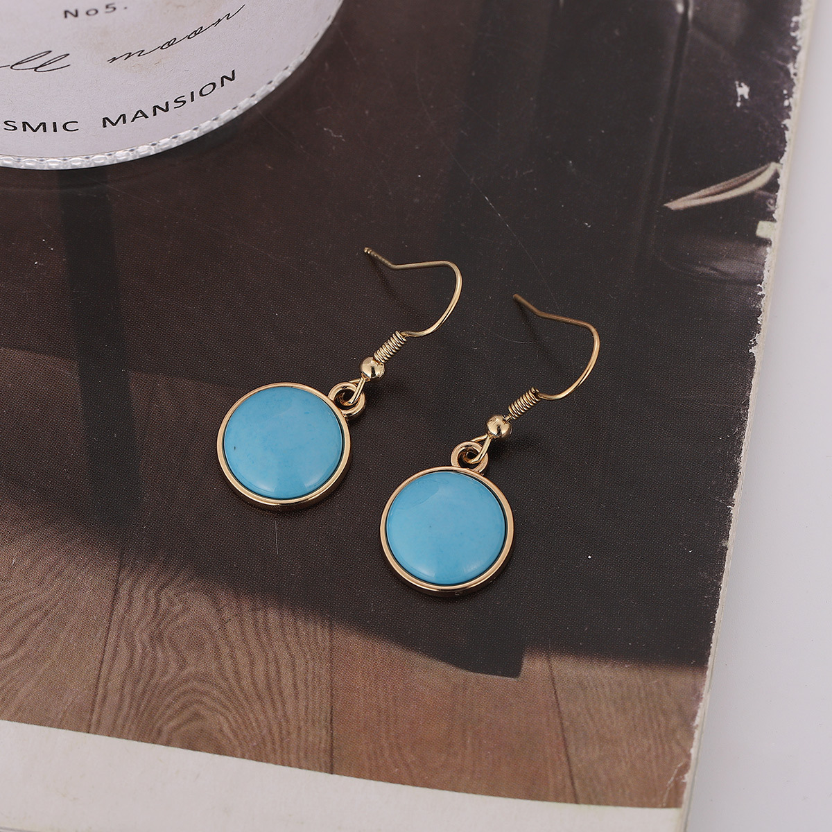 Fashionable Colorful Round Marble Earrings
