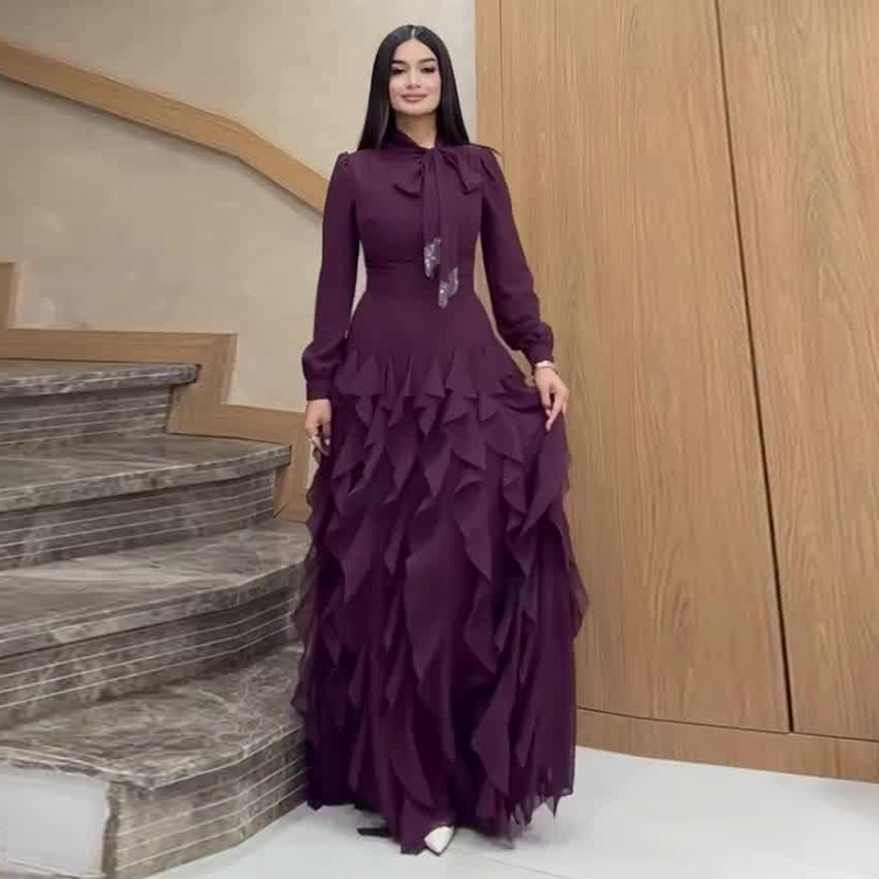 Elegant Ruffled-waist Fashion Maxi Dress