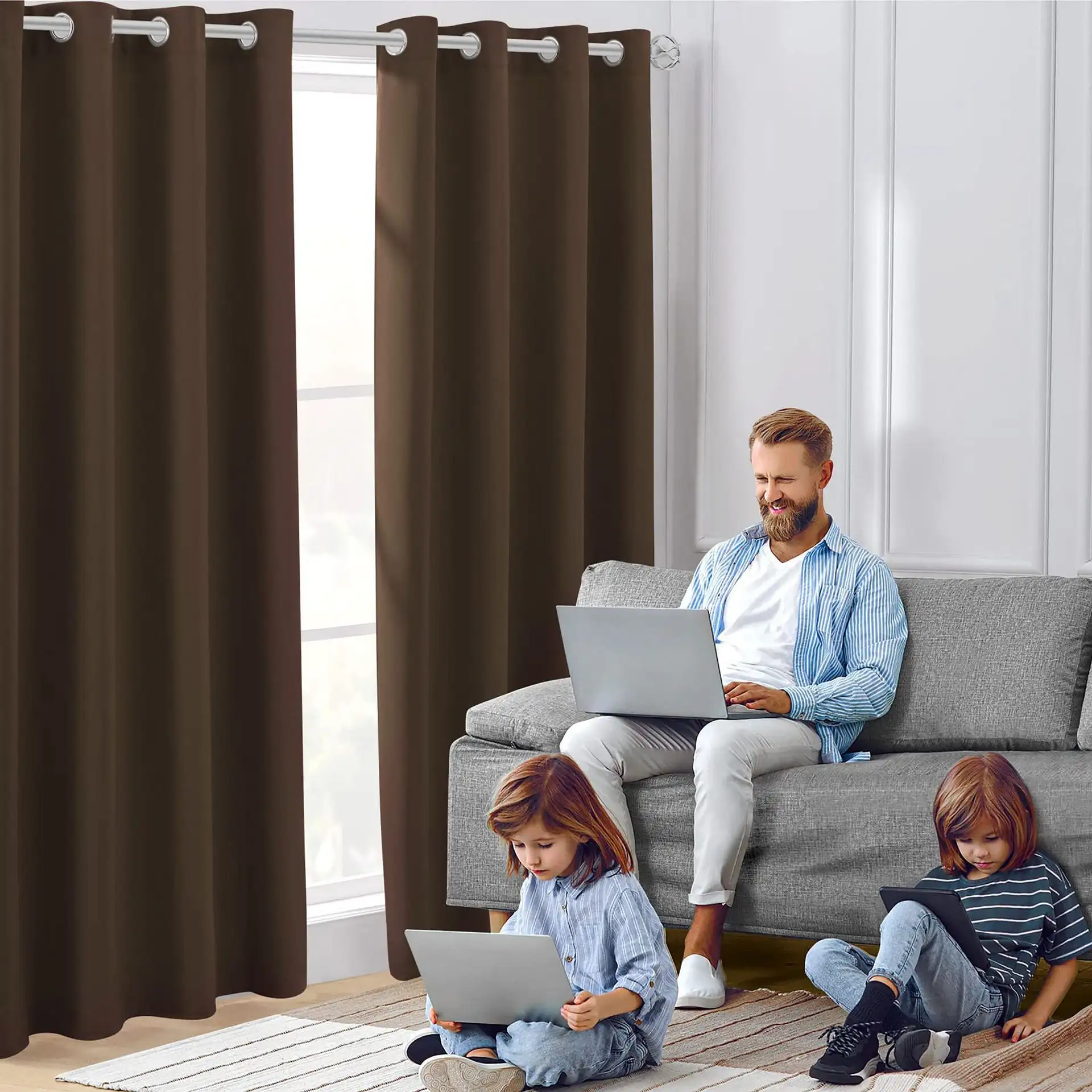 Amazon Cross-border Curtain Thickened Non-glossy Fabric Curtain Sun-blocking Heat-insulating Shade Wholesale Modern Minimalist