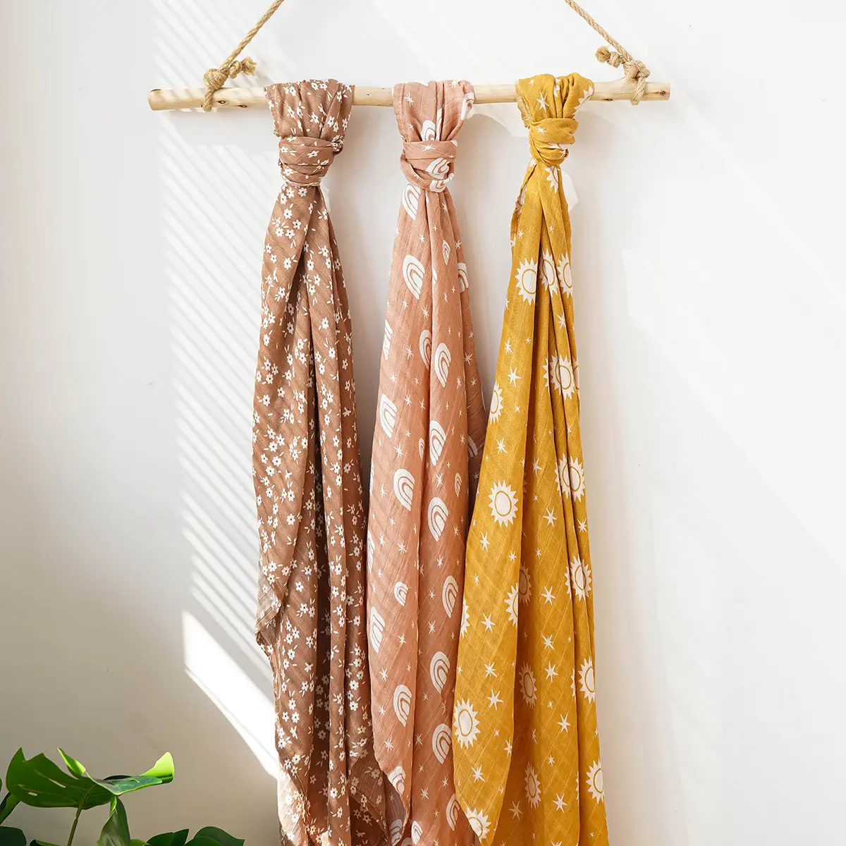 3-piece Combination Baby Swaddling Blanket 2-layer Bamboo