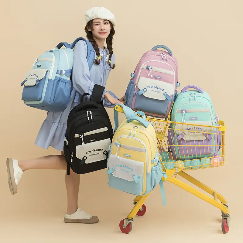 New Student Schoolbag Colorful Contrast Color
